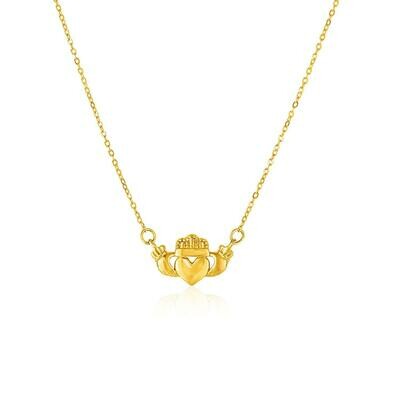 14k Yellow Gold Pendant with Claddagh Symbol