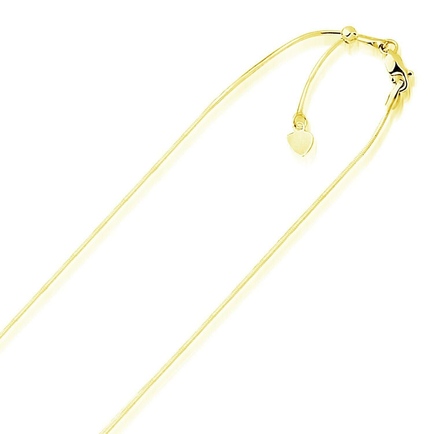 14k Yellow Gold Adjustable Snake Chain 0.85mm, Size: 22&quot;
