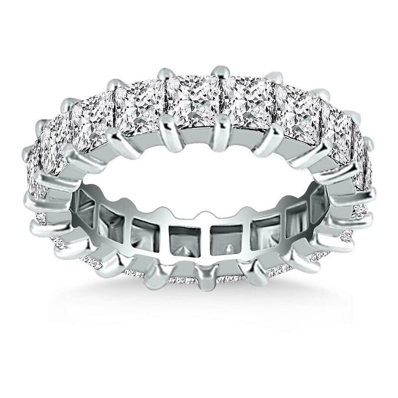 14k White Gold Common Prong Princess Cut Diamond Eternity Ring