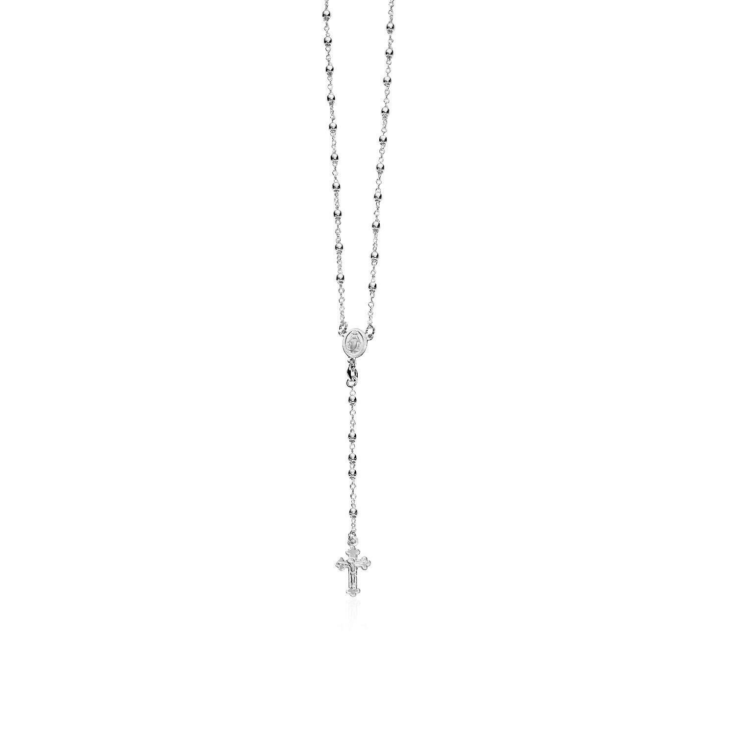 Fine Rosary Chain and Bead Necklace in Sterling Silver, Size: 26&quot;