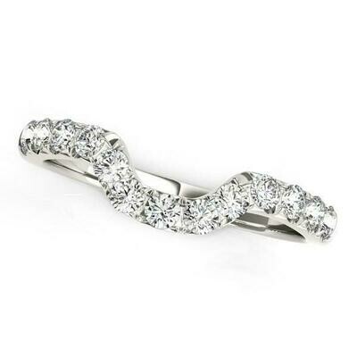 14k White Gold Curved Design Pave Diamond Wedding Ring (1/6 cttw)