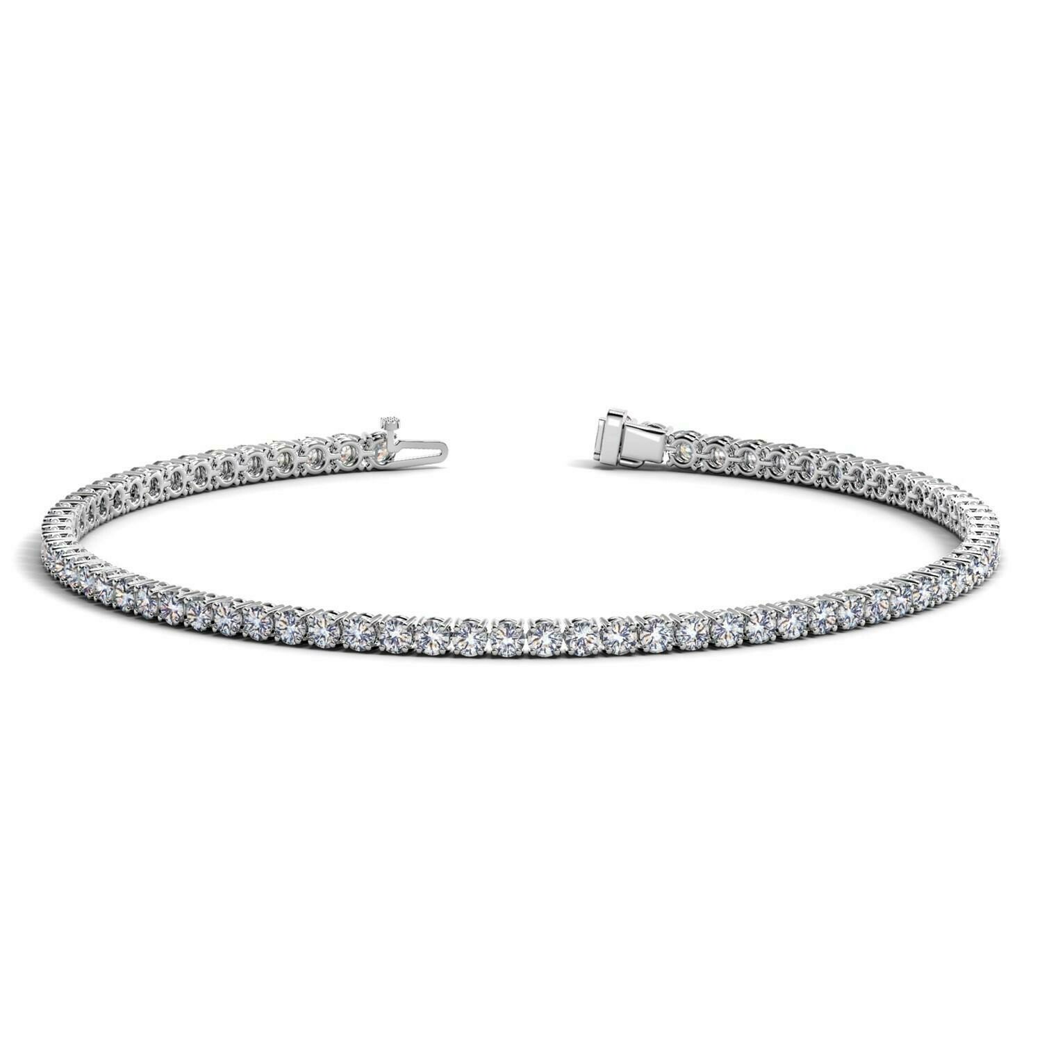 14k White Gold Round Diamond Tennis Bracelet (2 cttw), Size: 7&quot;