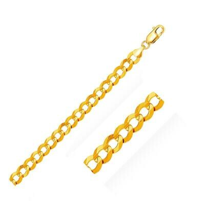 7.0mm 14k Yellow Gold Solid Curb Bracelet