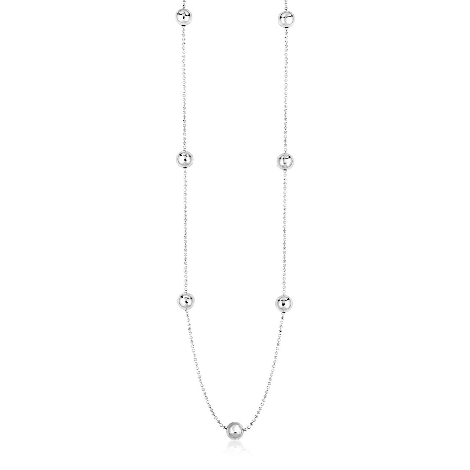 Sterling Silver Station Necklace with Large Polished Beads