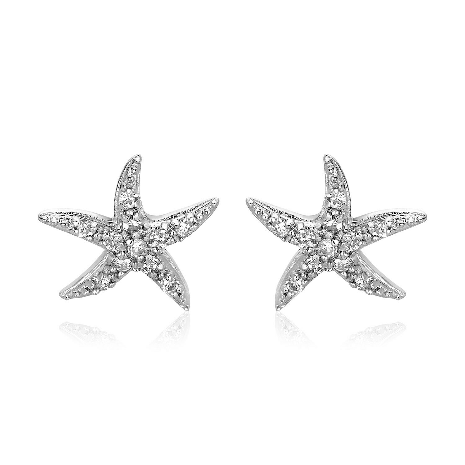 Sterling Silver Starfish Earrings with Cubic Zirconias