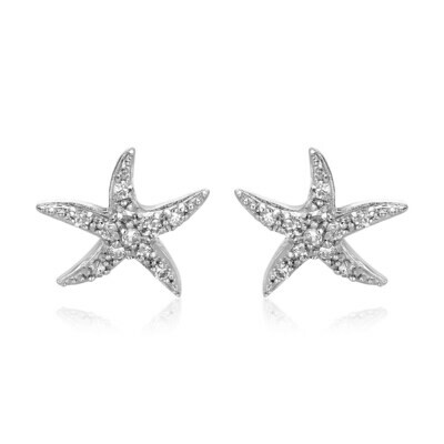 Sterling Silver Starfish Earrings with Cubic Zirconias