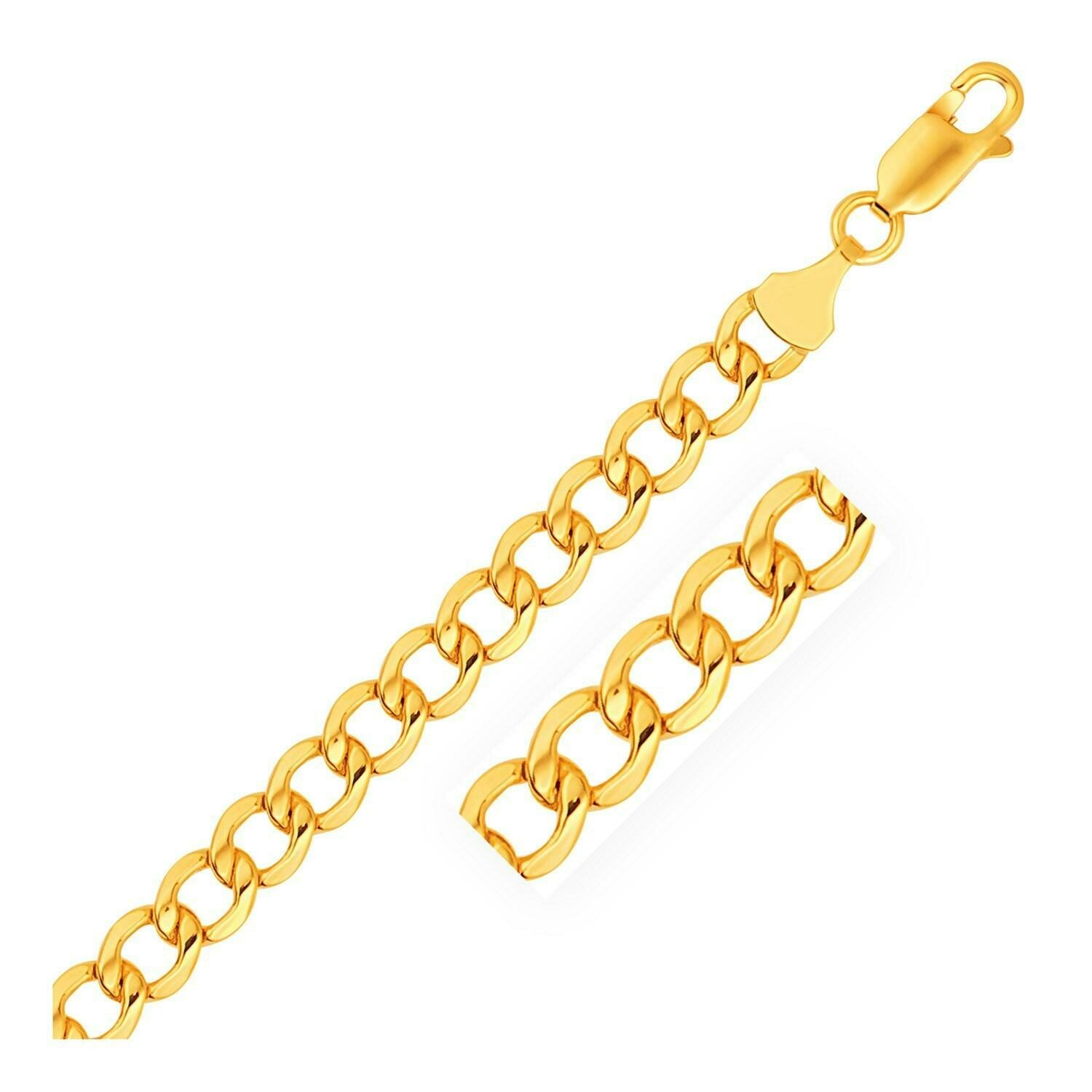 6.2mm 14k Yellow Gold Lite Curb Bracelet, Size: 8&quot;