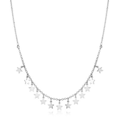 Sterling Silver Necklace with Polished Stars
