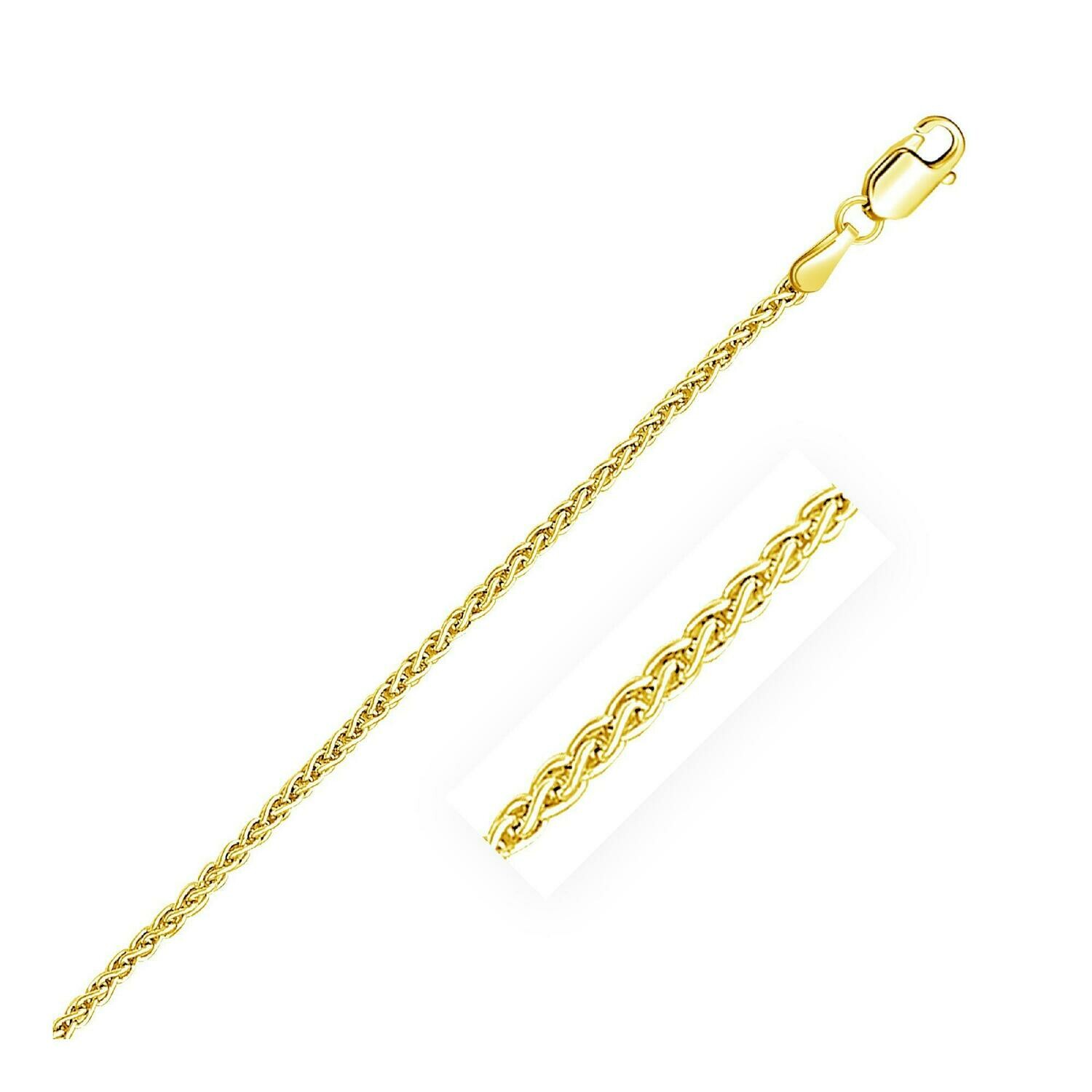 2.1mm 14k Yellow Gold Round Wheat Chain, Size: 16&quot;