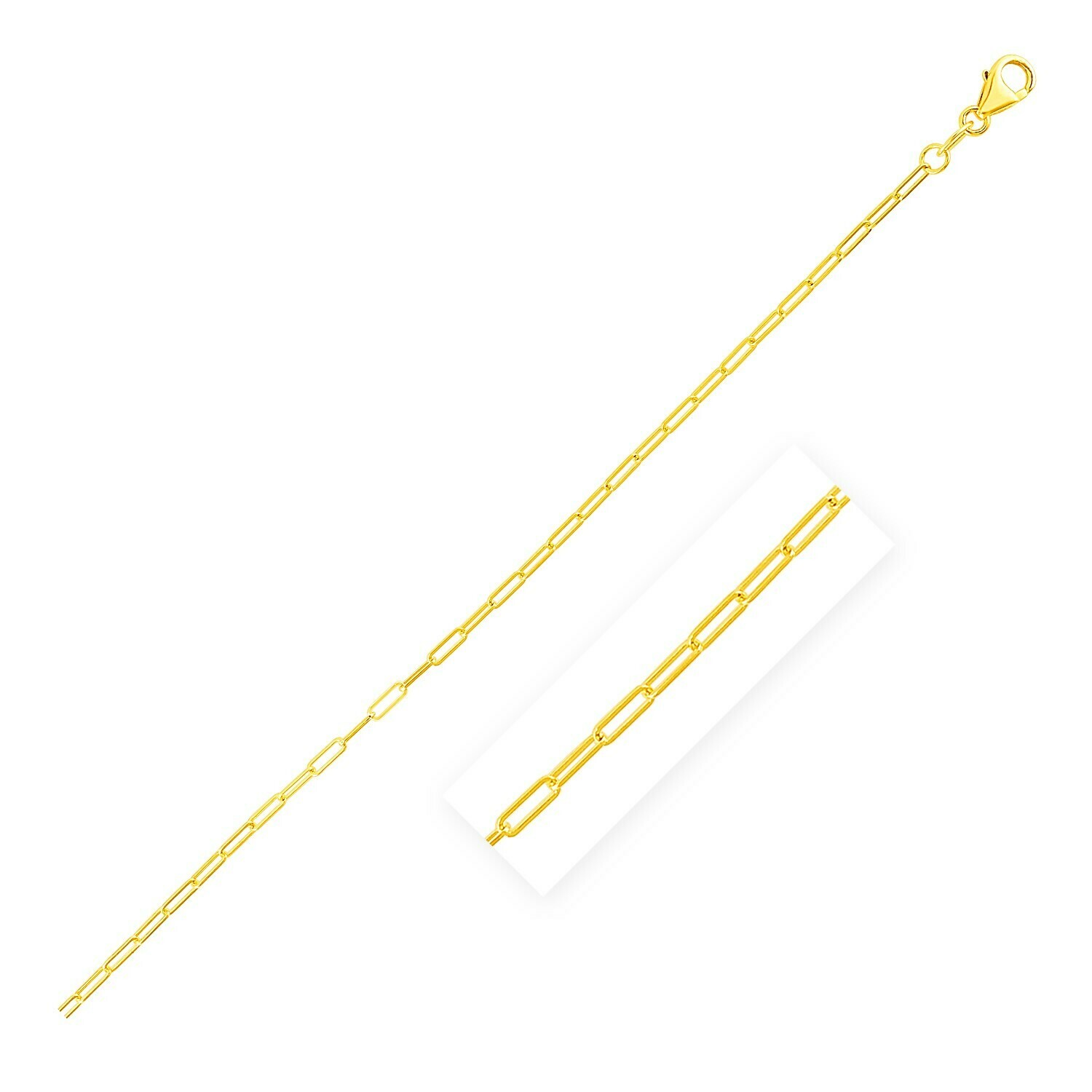 14K Yellow Gold Fine Paperclip Chain (1.5mm)