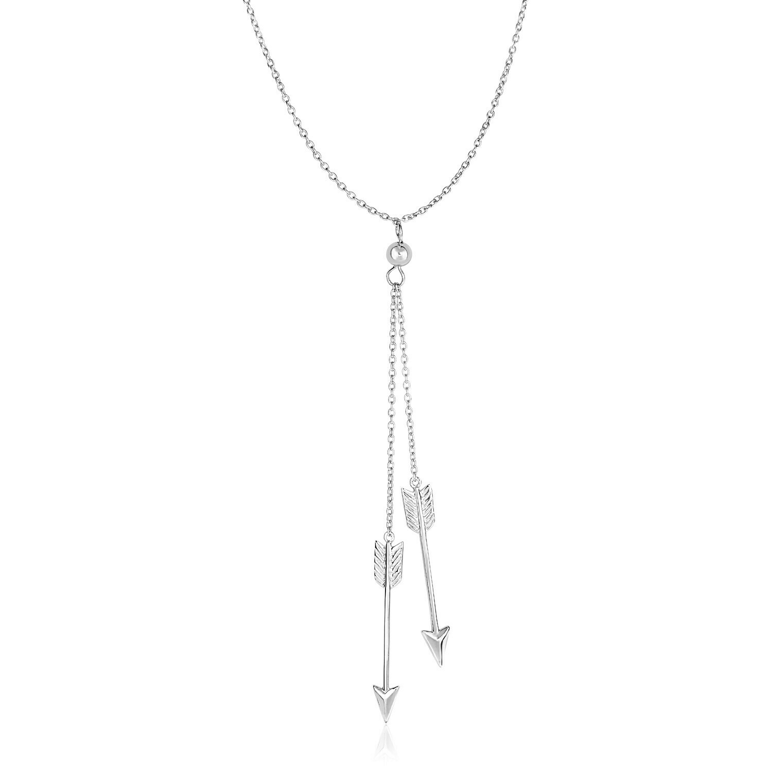 Sterling Silver 18 inch Lariat Necklace with Two Arrows, Size: 18&quot;