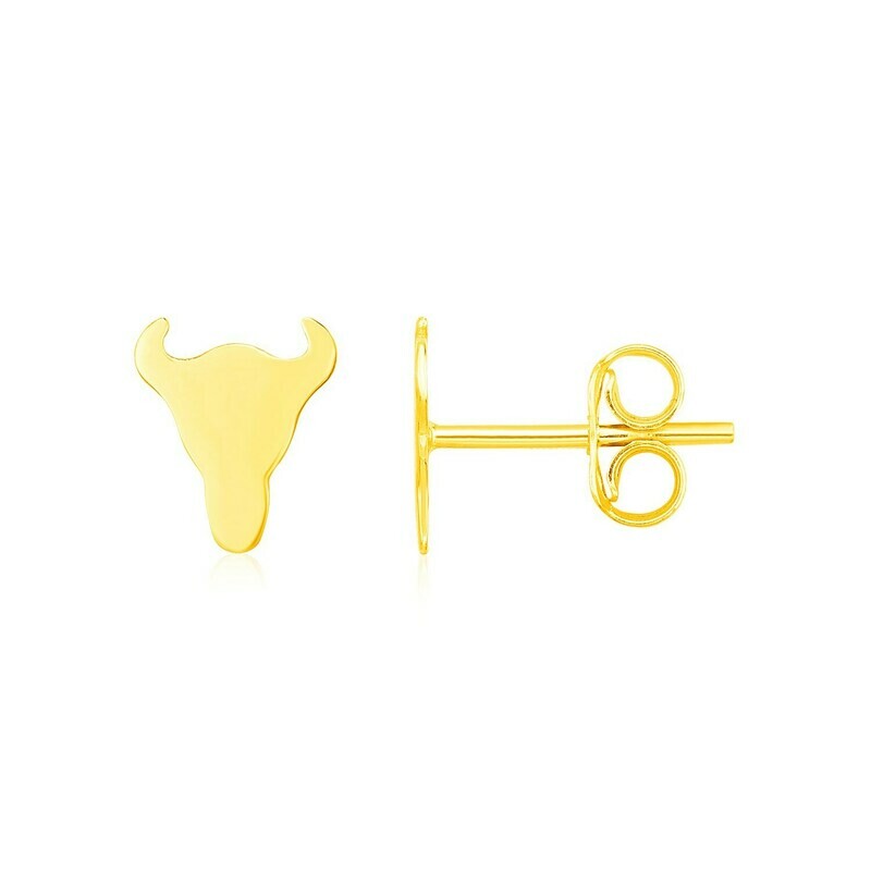 14K Yellow Gold Longhorn Earrings