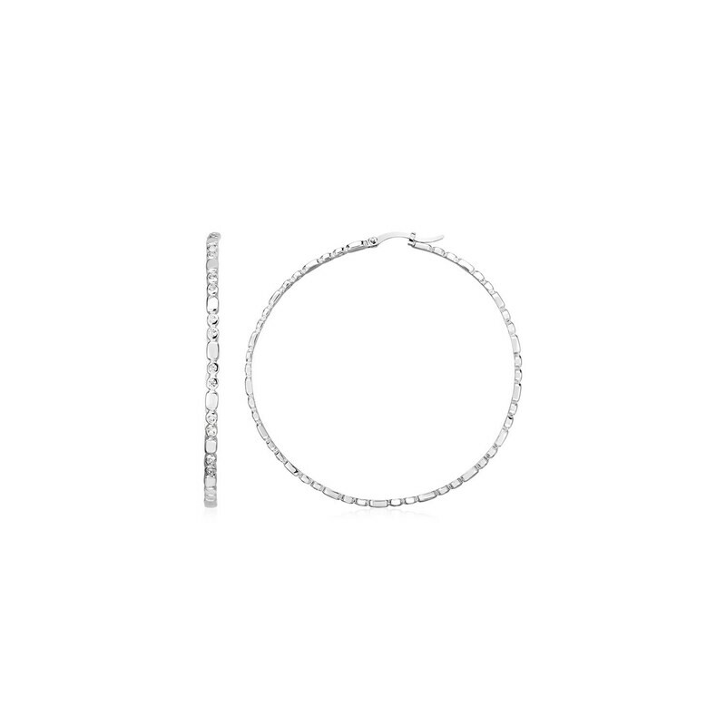 Sterling Silver Hoop Earrings with Cubic Zirconias