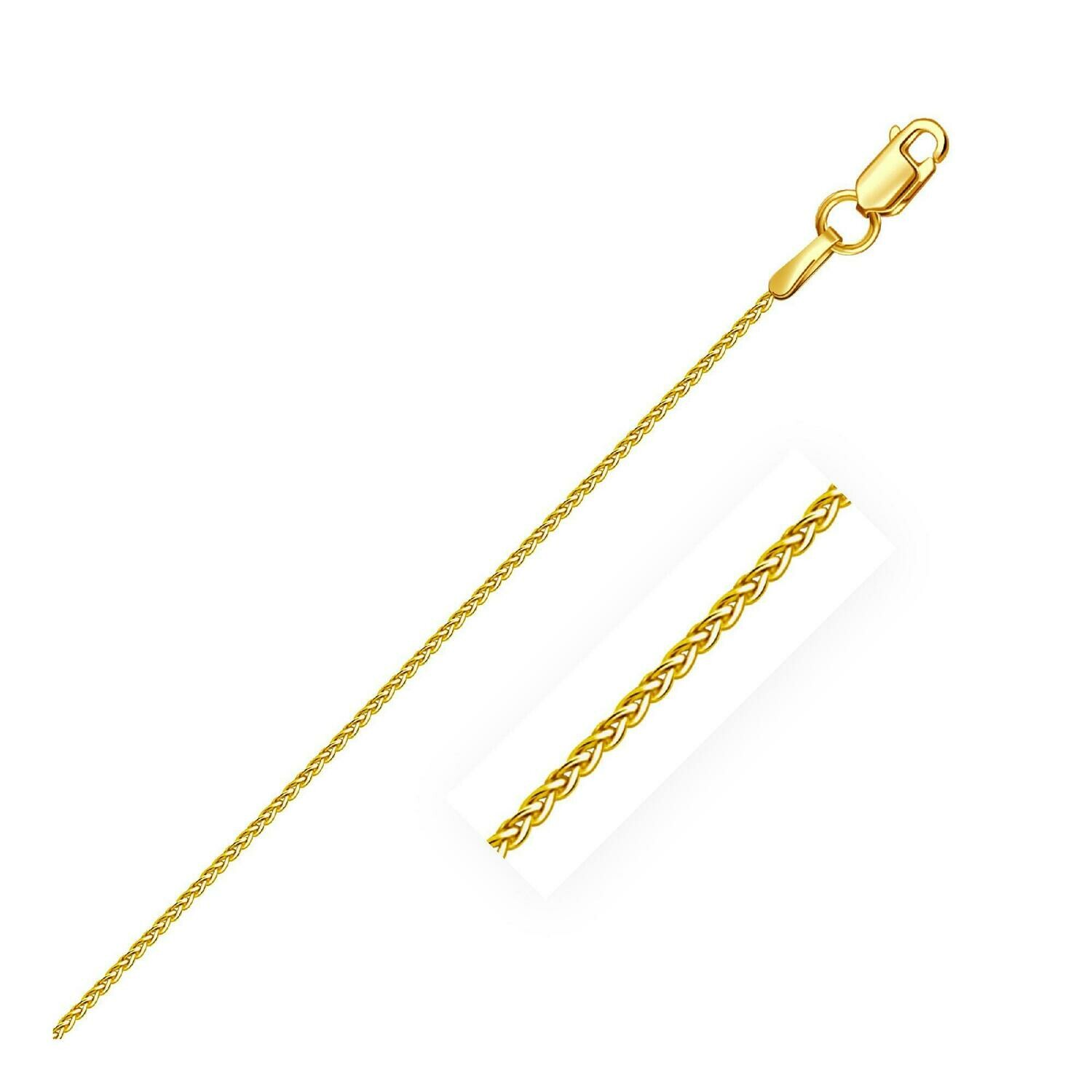 14k Yellow Gold Round Wheat Chain 1.0mm, Size: 16&quot;