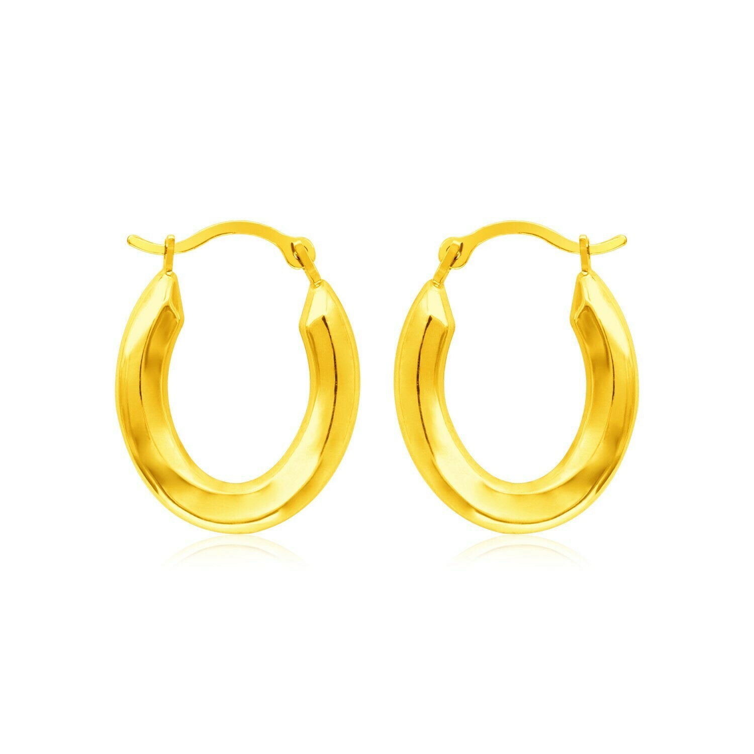 14k Yellow Gold Polished Oval Hoop Earrings