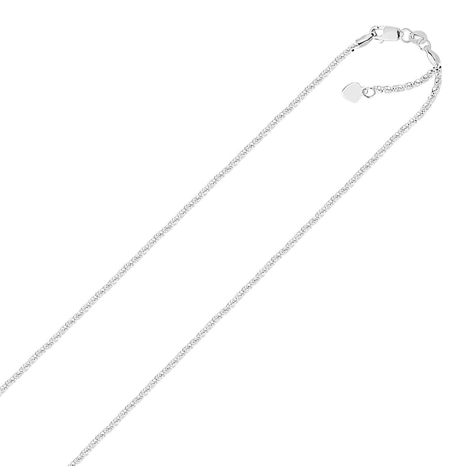 Sterling Silver 1.5mm Adjustable Sparkle Chain, Size: 22&quot;