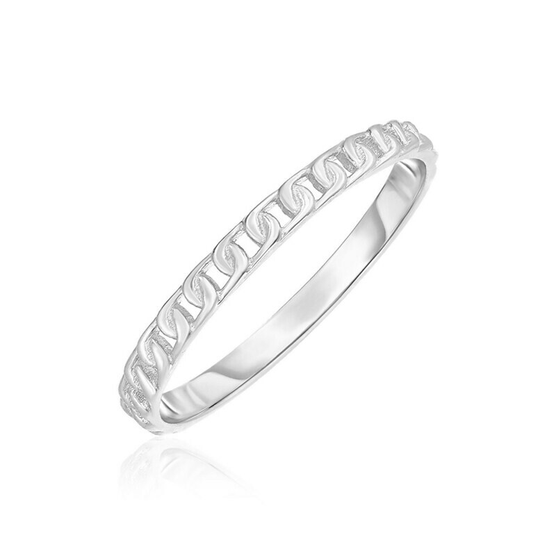 14k White Gold Ring with Bead Texture