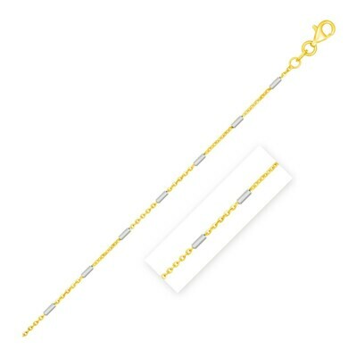 Bar Links Pendant Chain in 14k Two Tone Gold (1.4mm)
