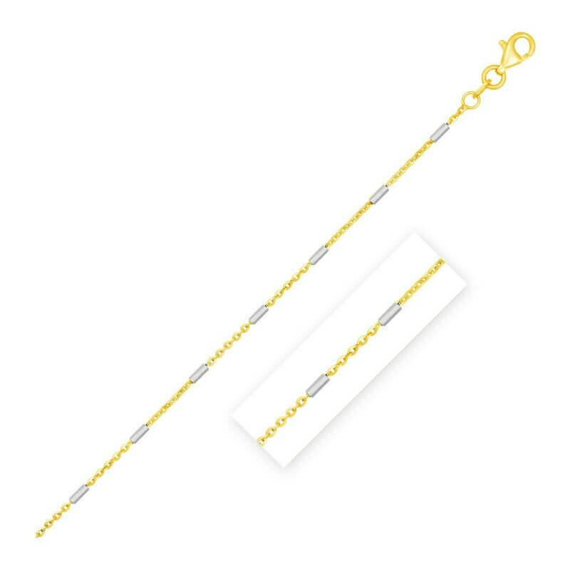 Bar Links Pendant Chain in 14k Two Tone Gold (1.4mm)