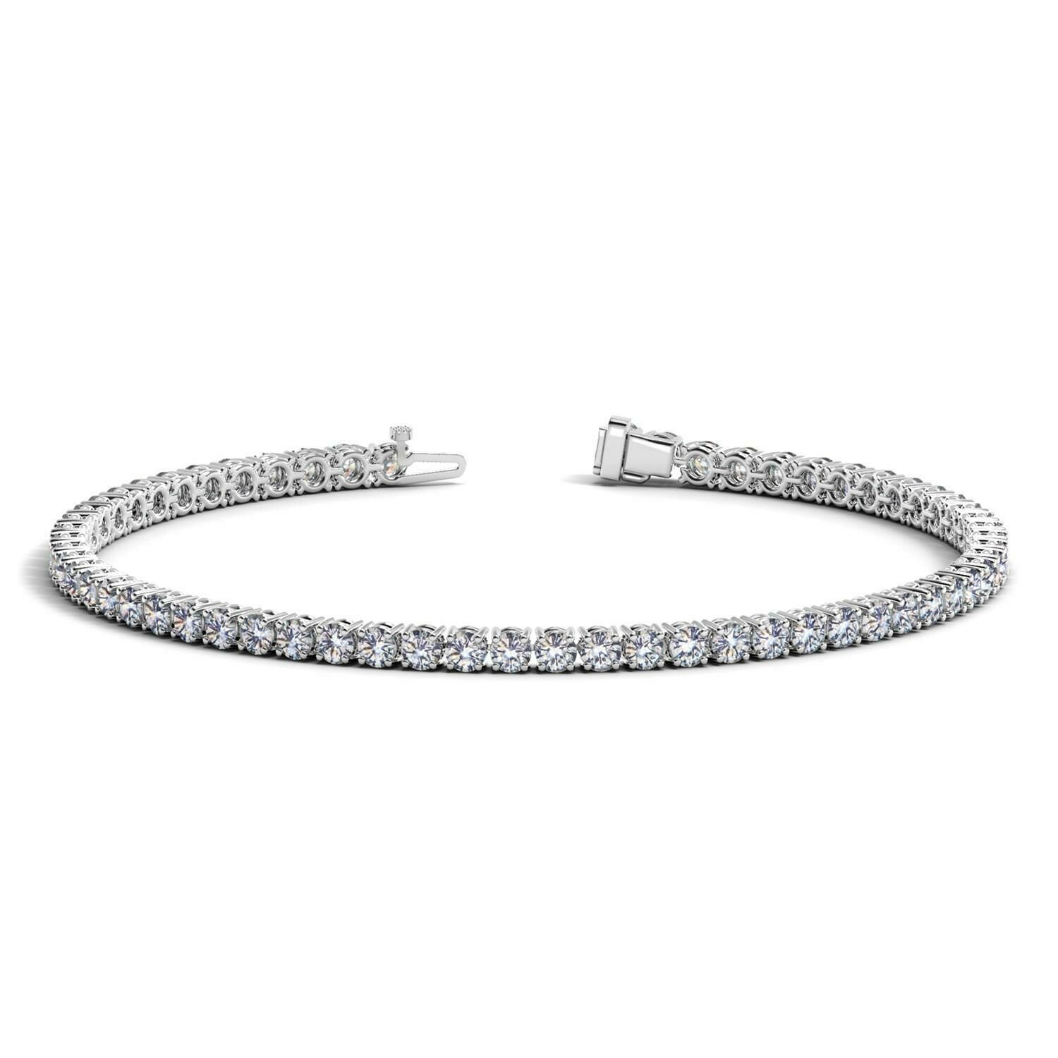 14k White Gold Round Diamond Tennis Bracelet (4 cttw), Size: 7&quot;