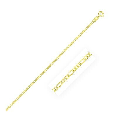 14k Yellow Gold Solid Figaro Chain 1.9mm