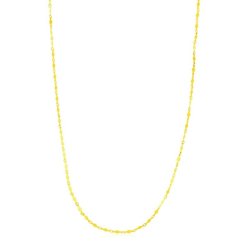 14K Yellow Gold Polished Diamond Motif Chain (3.0mm)