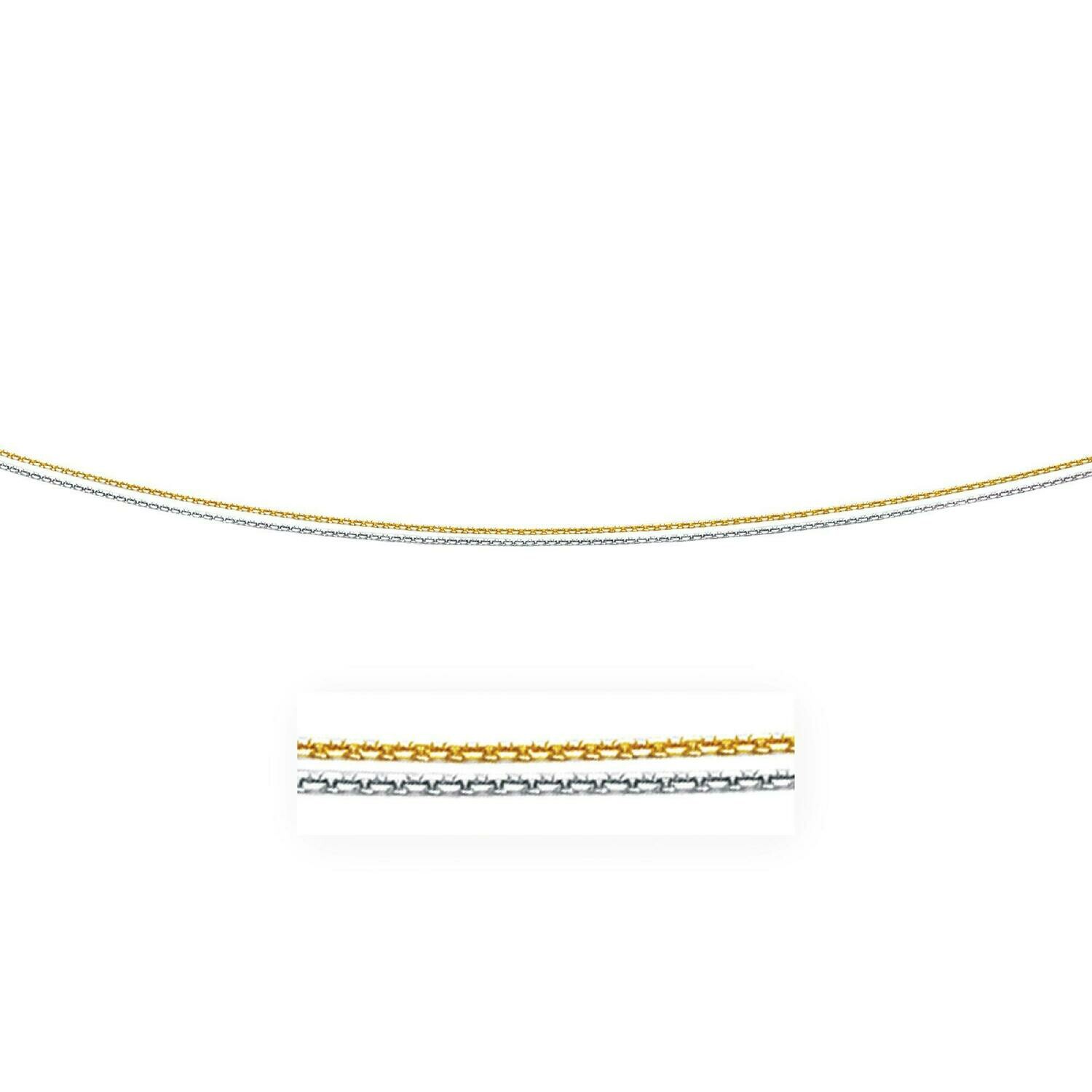 14k Two-Tone Double Strand Cable Pendant Chain 1.1mm