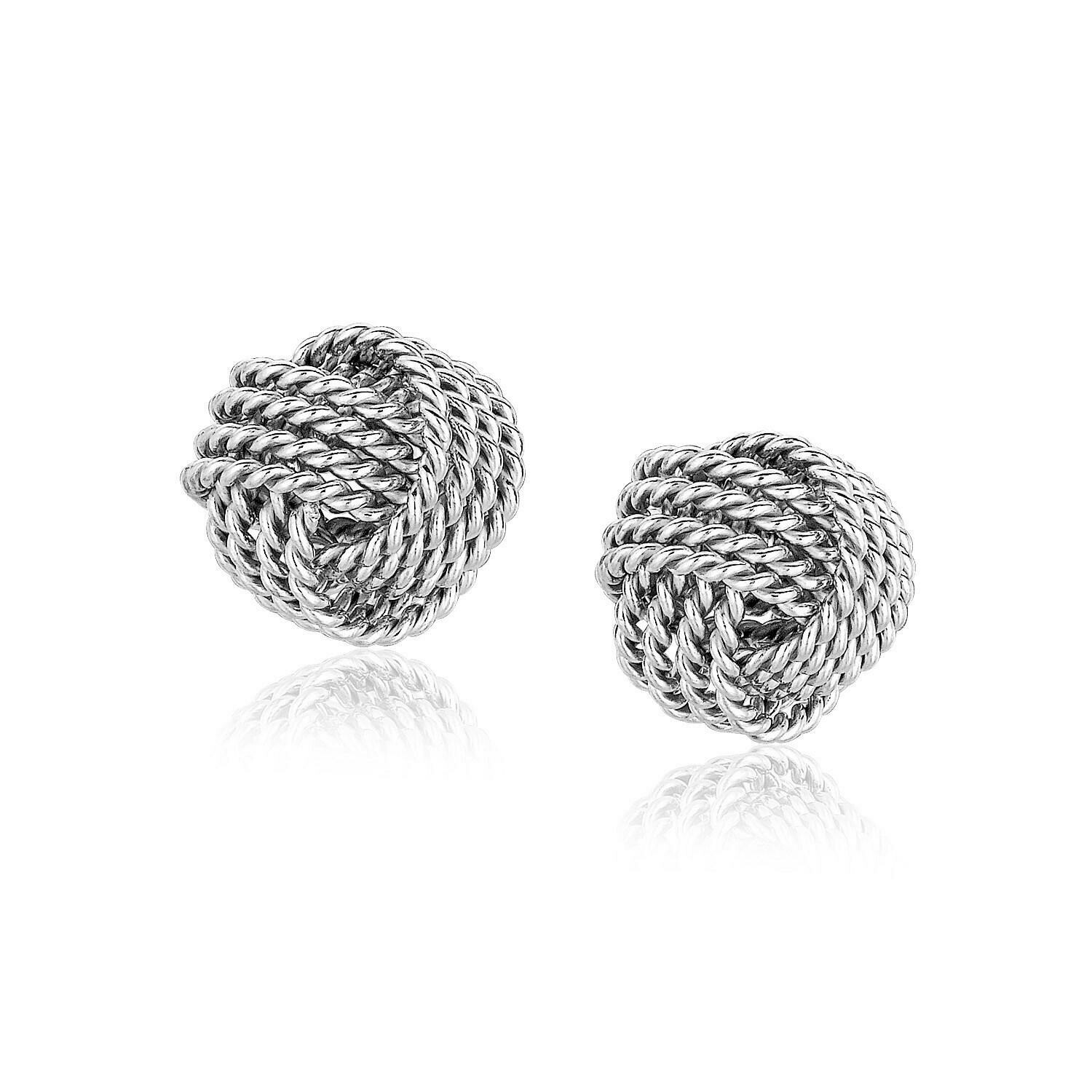 Sterling Silver Textured Love Knot Stud Style Earrings