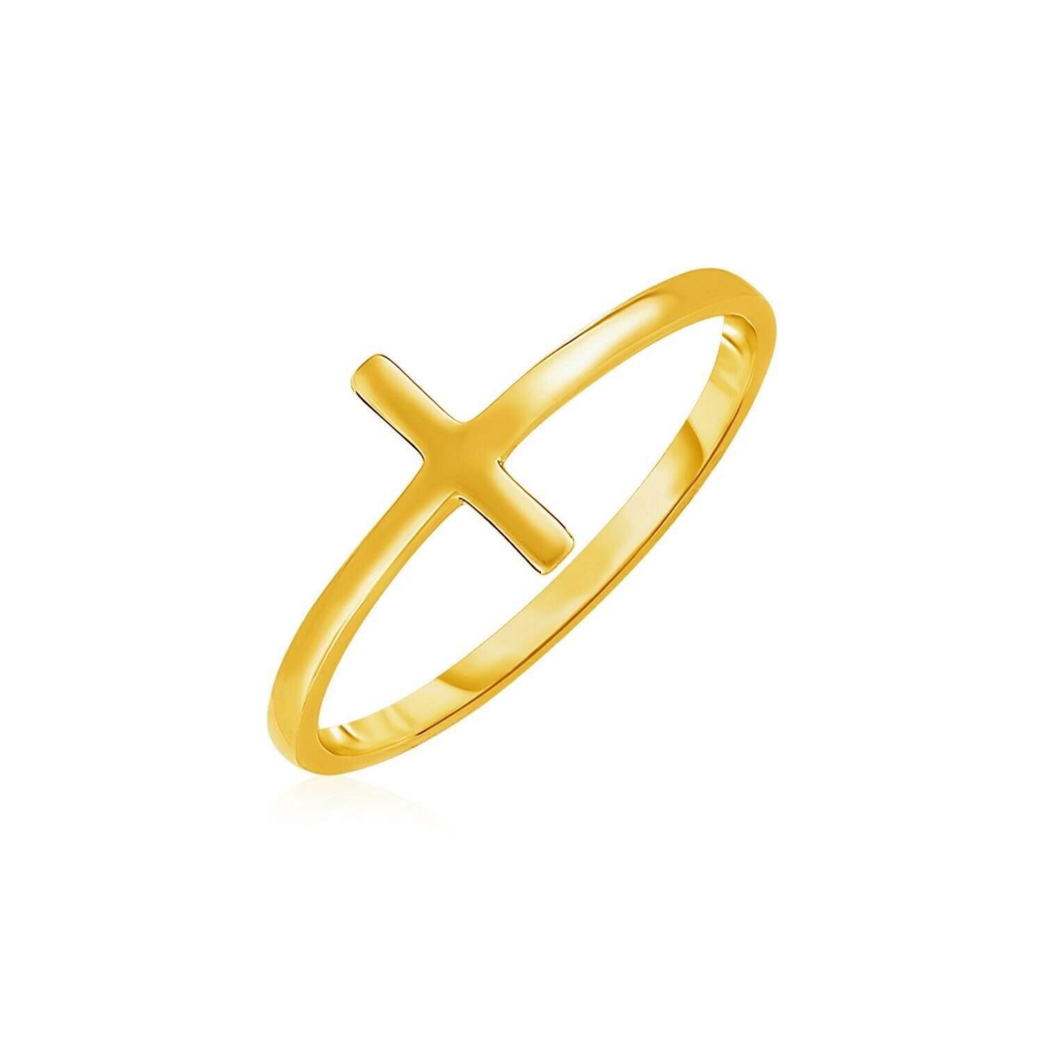 14k Yellow Gold Cross Motif Ring, Size: 7