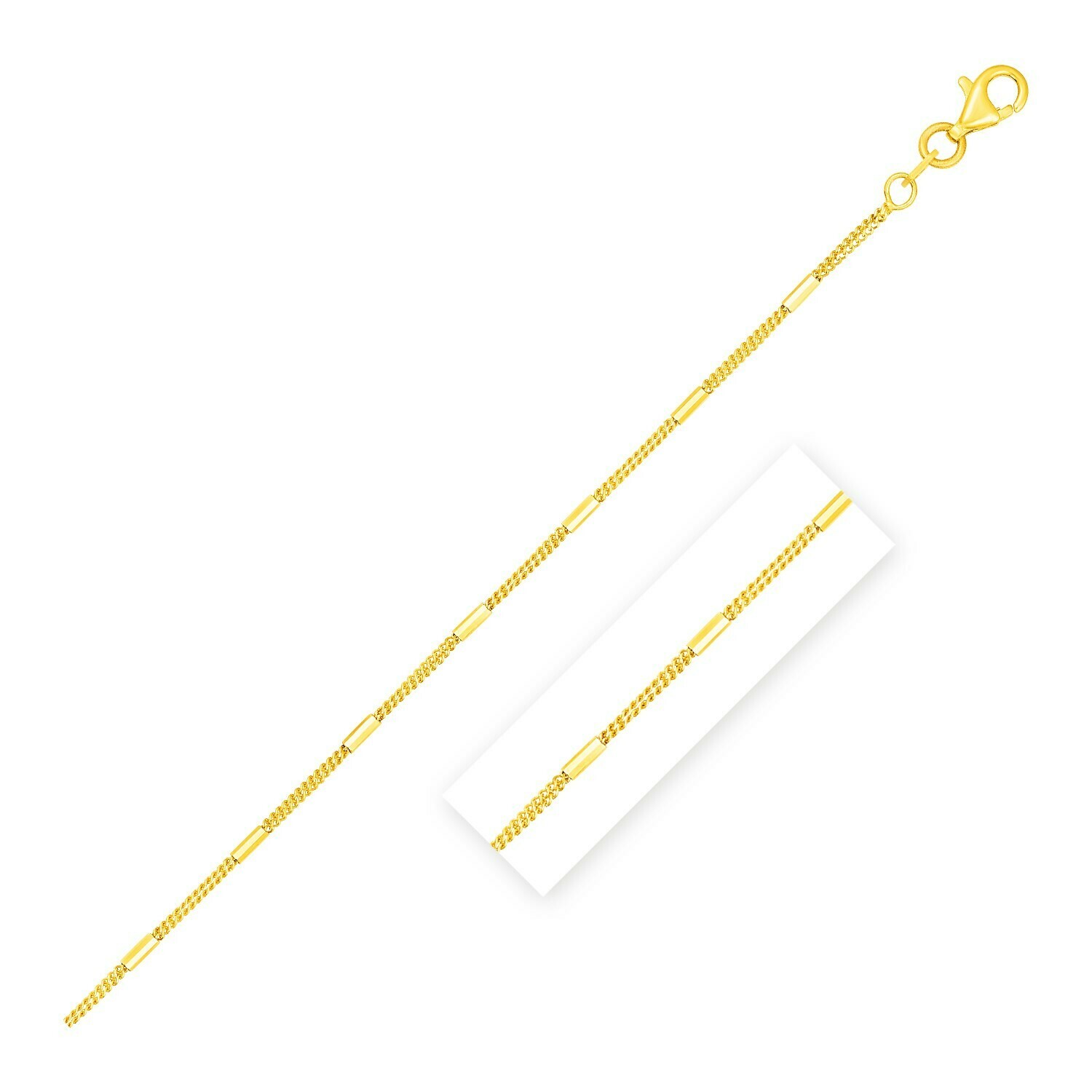 Diamond Cut Bar Links Pendant Chain in 14k Yellow Gold (1.3mm), Size: 16&quot;