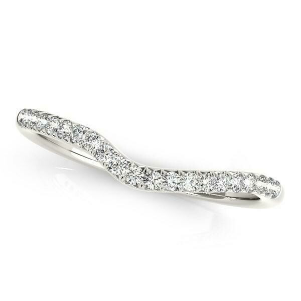 14k White Gold Curved Pave Diamond Wedding Ring (1/4 cttw) 14k White Gold Curved Pave Diamond Wedding Ring (1/4 cttw)