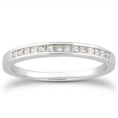 14k White Gold Channel Set Princess Diamond Wedding Ring Band