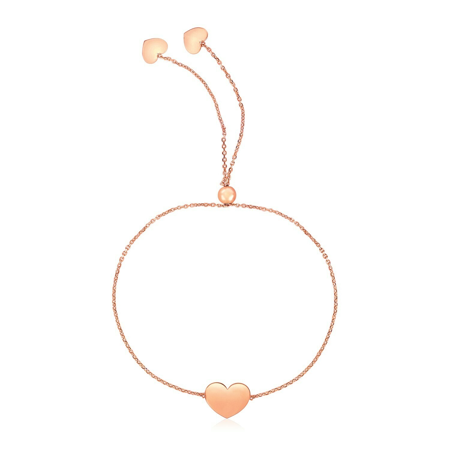 14k Rose Gold Adjustable Heart Bracelet 14k Rose Gold Adjustable Heart Bracelet