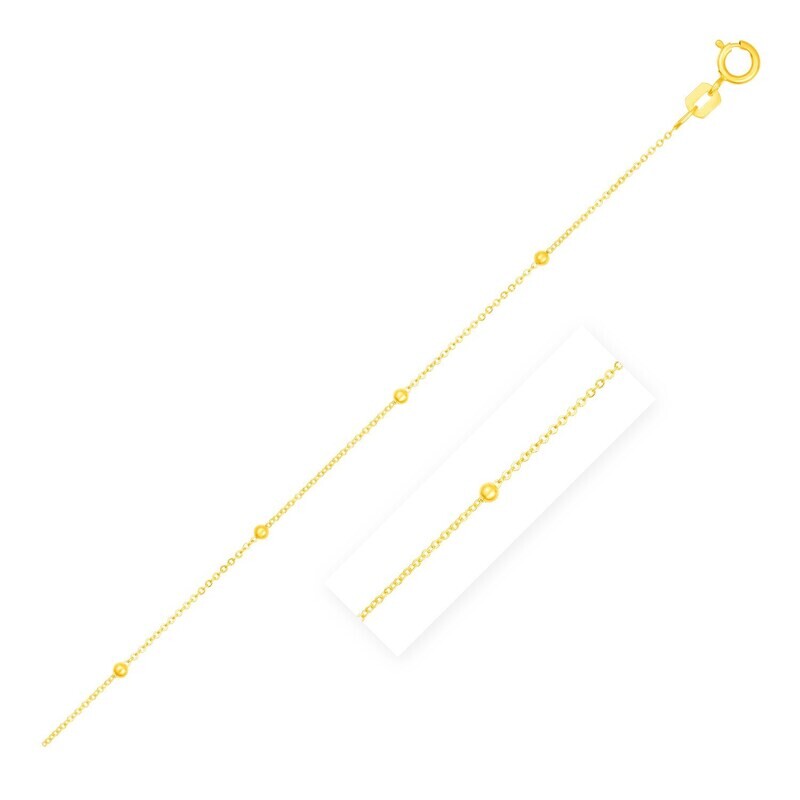 Bead Links Saturn Chain in 14k Yellow Gold (3.5mm)