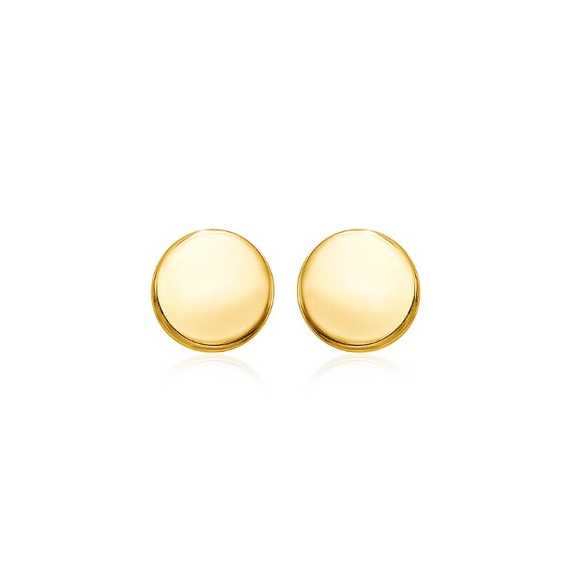 14k Yellow Gold Polished Round Post Earrings
