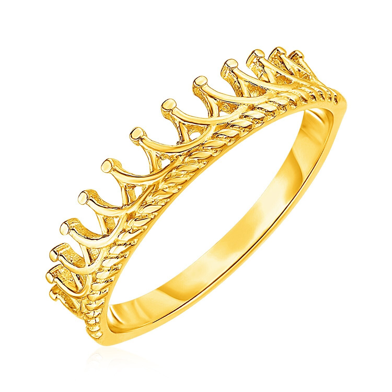 14k Yellow Gold Crown Motif Ring, Size: 7