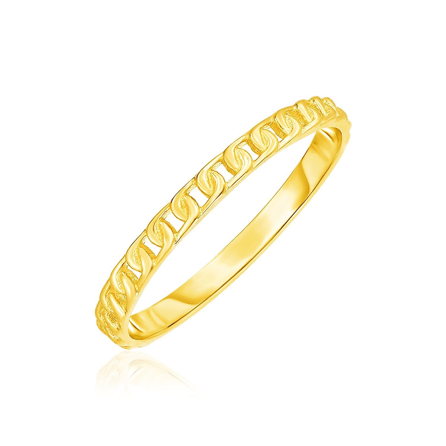 14k Yellow Gold Ring with Bead Texture, Size: 7