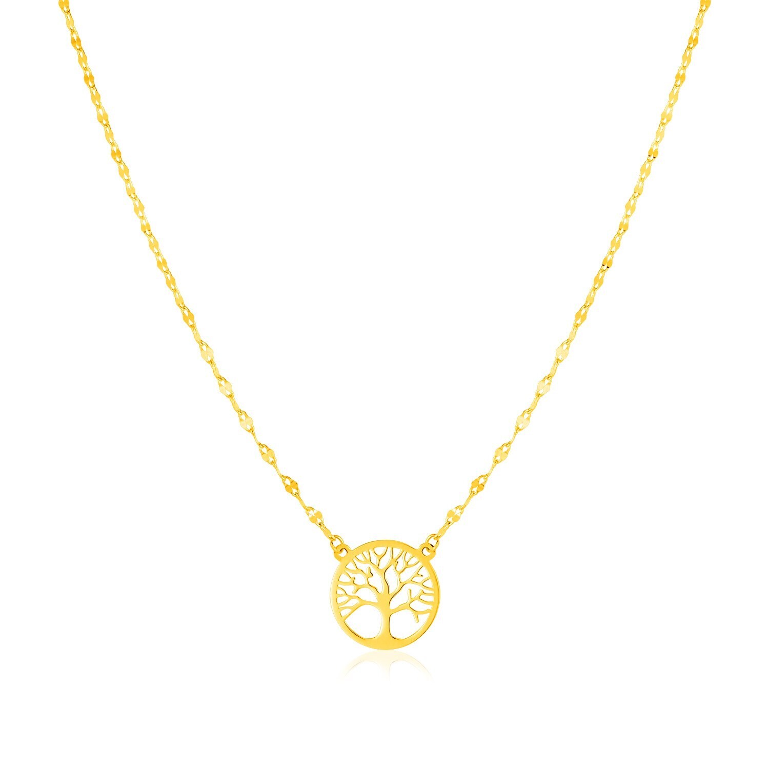 14K Yellow Gold Tree of Life Necklace, Size: 18&quot;