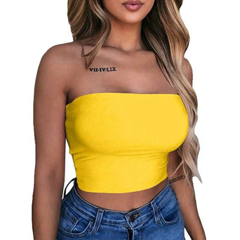 Women Off Shoulder Elastic Tube Top Bra Blouse