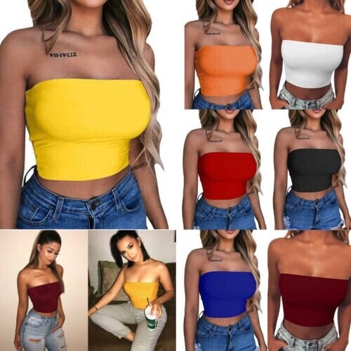 Women Off Shoulder Elastic Tube Top Bra Blouse
