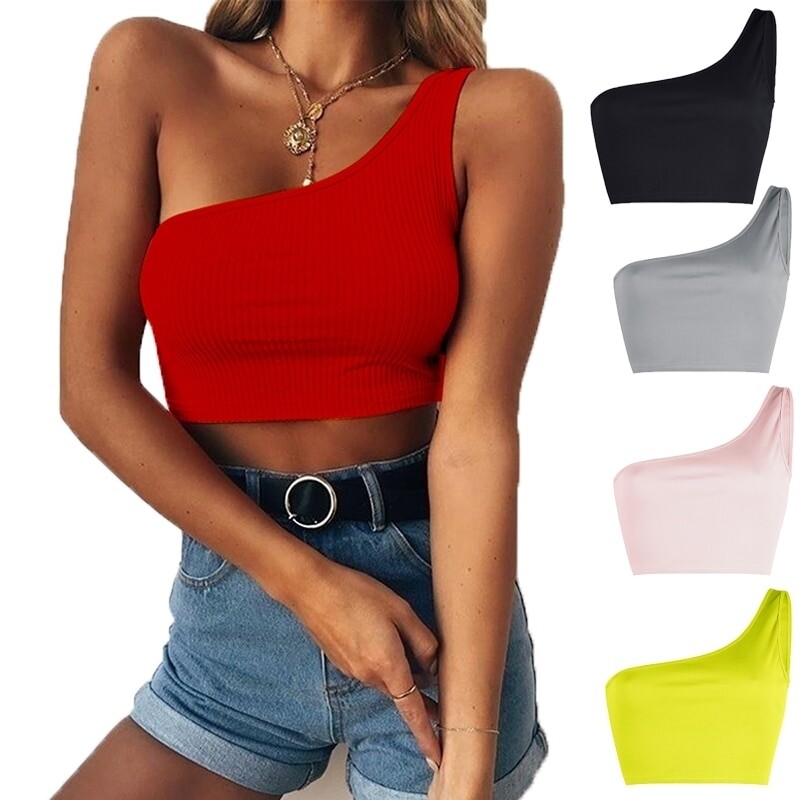 one shoulder tube top