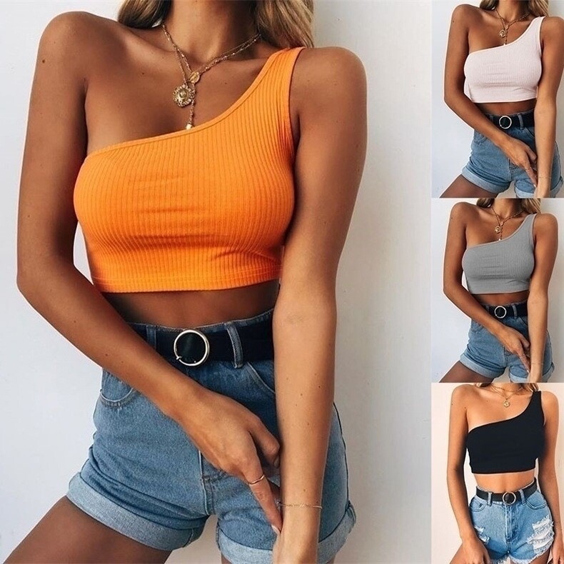 one shoulder tube top