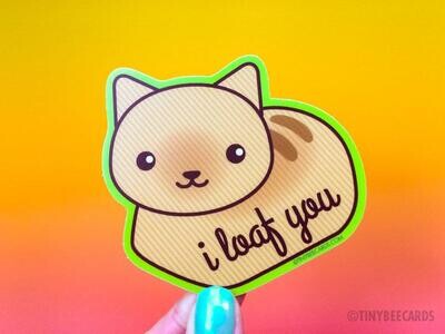 Cute Cat Vinyl Sticker "I Loaf You"
