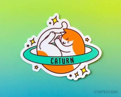 Cute Cosmic Cat Vinyl Sticker "Caturn" Cute Cosmic Cat Vinyl Sticker "Caturn"