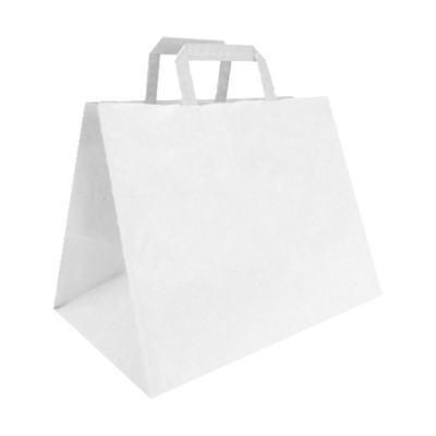 BIO Kraft Carrier Bags 32+17x25cm （White)