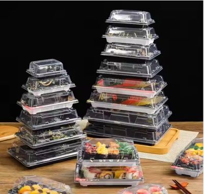 Plastic Sushi/Snack Tray with golden leaves.