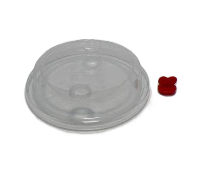 90mm PP plat deksel met rood hartje plug, geschikt voor PP-bekers