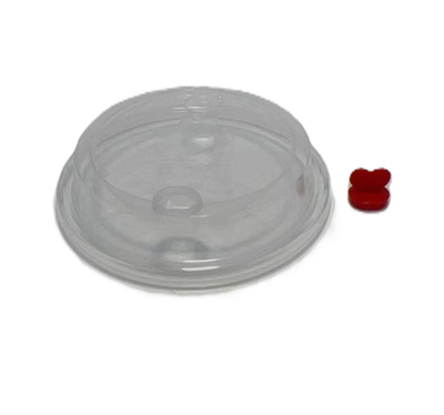 90mm PP plat deksel met rood hartje plug, geschikt voor PP-bekers