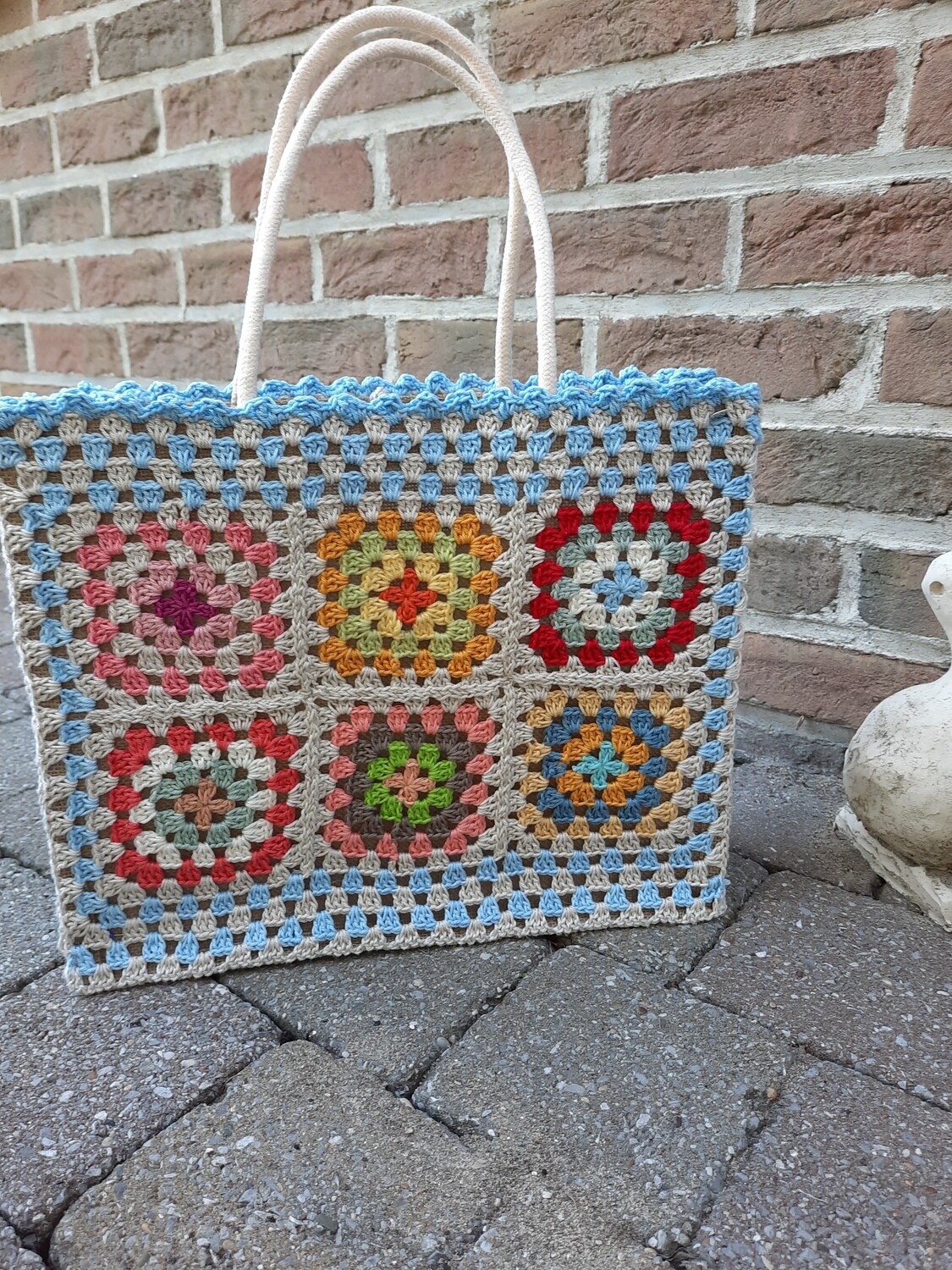 Granny tas blauw accent