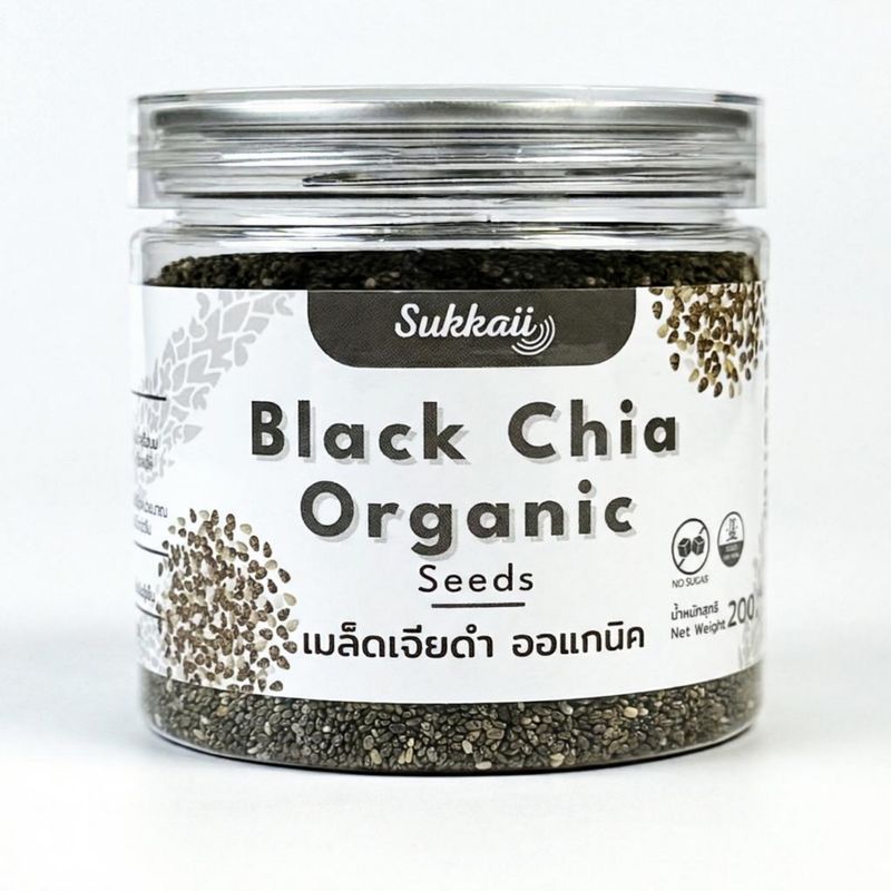 Sukkaii เมล็ดเจียสีดำ ออร์แกนิก เมล็ดเจียเปรู แท้ Black Chia Seeds ไฟเบอร์สูง มีโอเมก้า 3 โปรตีนจากพืช ธัญพืชเพื่อสุขภาพ เมนูสุขภาพ เตรียมง่าย แช่น้ำ 15 นาที ดื่มตอนเช้า ใส่โยเกิร์ต สมูทตี้ ข้าวโอ๊ต Sukkaii เมล็ดเจียสีดำ ออร์แกนิก เมล็ดเจียเปรู แท้ Black Chia Seeds ไฟเบอร์สูง มีโอเมก้า 3 โปรตีนจากพืช ธัญพืชเพื่อสุขภาพ เมนูสุขภาพ เตรียมง่าย แช่น้ำ 15 นาที ดื่มตอนเช้า ใส่โยเกิร์ต สมูทตี้ ข้าวโอ๊ต